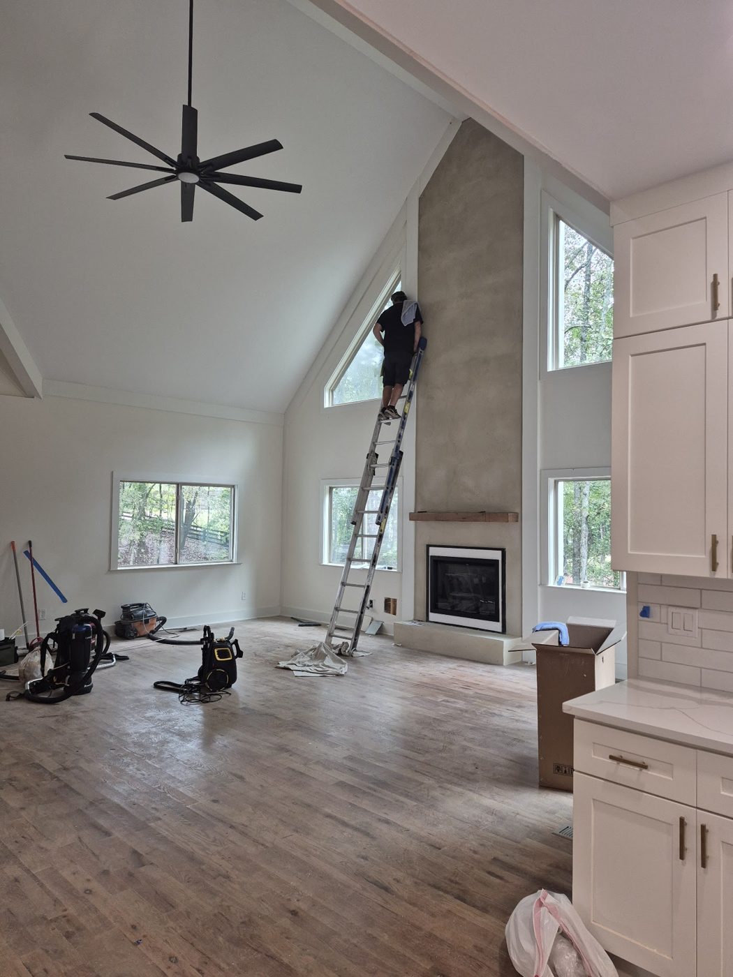 Move-in clean of a vaulted living room